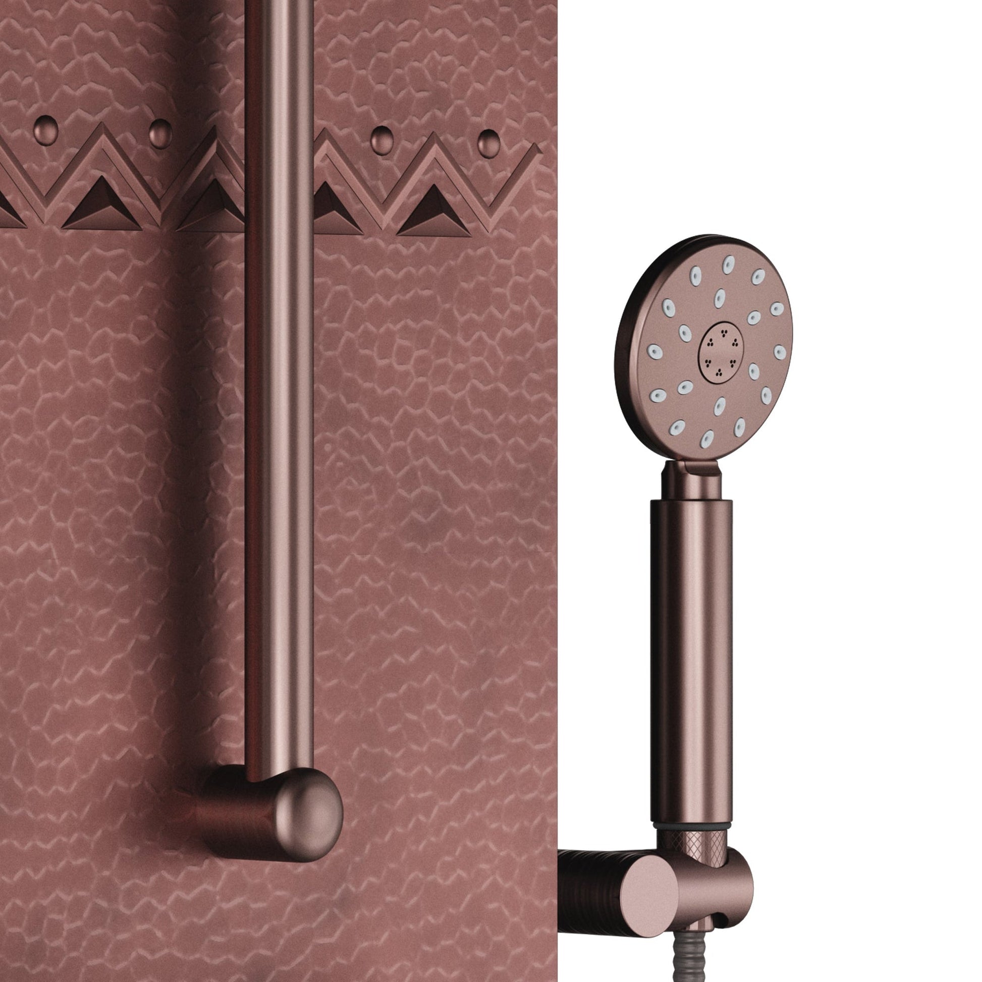 PULSE ShowerSpas Navajo 55" Hammered Copper Rain Shower Panel 2.5 GPM in Oil Rubbed Bronze Finish With 4 Multi Function Body Jets and Hand Shower