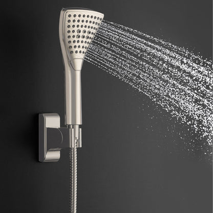 PULSE ShowerSpas PowerShot 3-Function Curved Shower Head 2.5 GPM in Brushed Nickel Finish Shower System With 3-Function Hand Shower