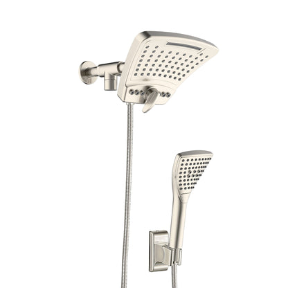 PULSE ShowerSpas PowerShot 3-Function Curved Shower Head 2.5 GPM in Brushed Nickel Finish Shower System With 3-Function Hand Shower