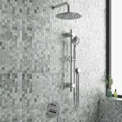 PULSE ShowerSpas Refuge Rain Shower Head 5-Function Hand Shower 1.8 GPM Shower System Combo in Chrome Finish