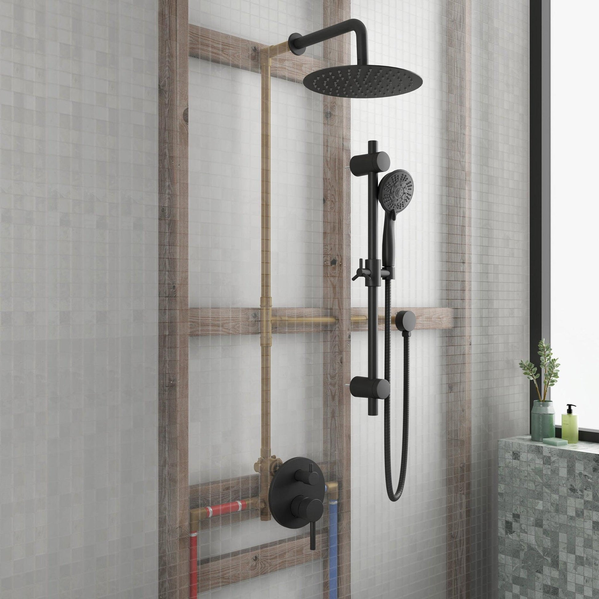 PULSE ShowerSpas Refuge Rain Shower Head 5-Function Hand Shower 1.8 GPM Shower System Combo in Oil Rubbed Bronze Finish