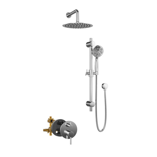PULSE ShowerSpas Refuge Rain Shower Head 5-Function Hand Shower 2.5 GPM Chrome Shower System Combo