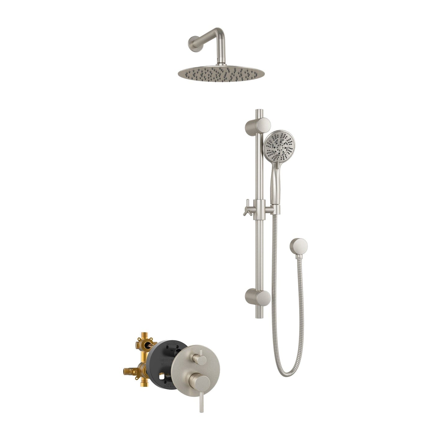 PULSE ShowerSpas Refuge Rain Shower Head 5-Function Hand Shower 2.5 GPM Shower System Combo in Brushed Nickel Finish