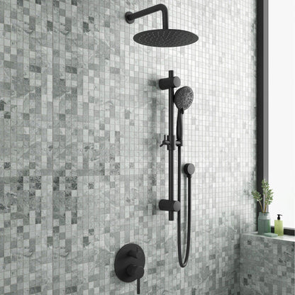 PULSE ShowerSpas Refuge Rain Shower Head 5-Function Hand Shower 2.5 GPM Shower System Combo in Matte Black Finish