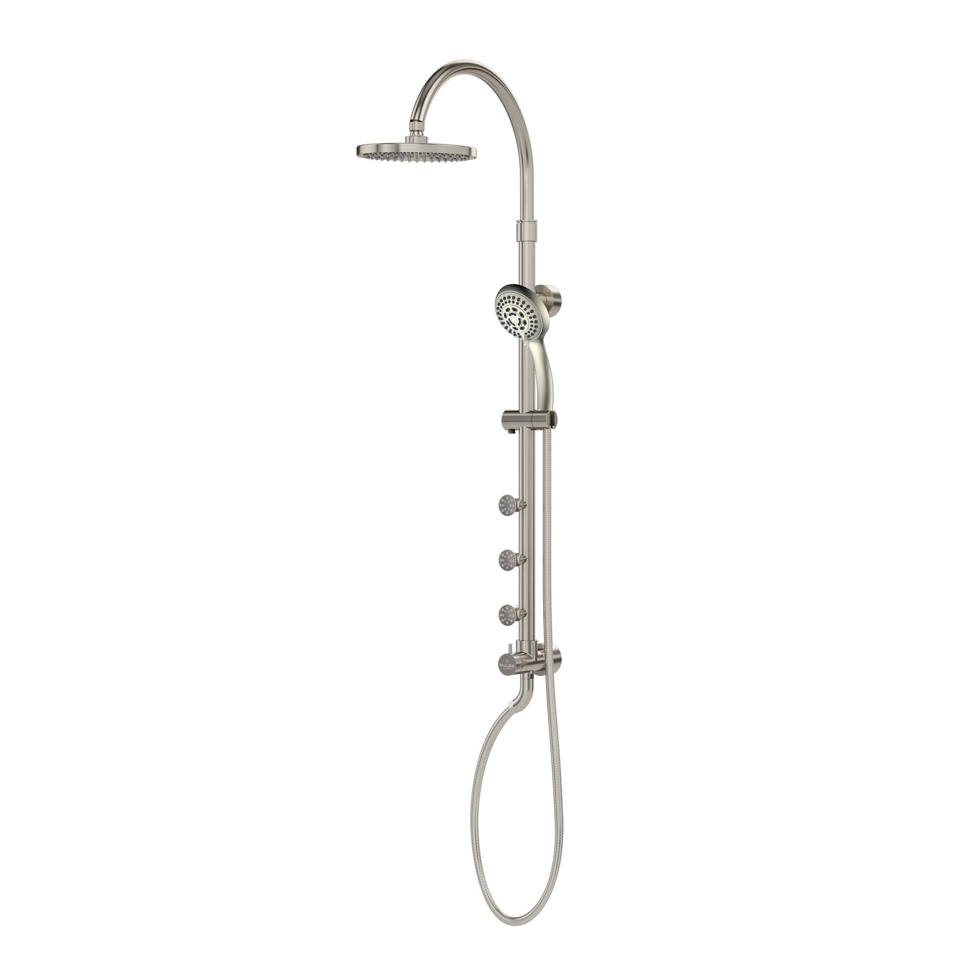 PULSE ShowerSpas Riviera Rain Shower System in Brushed Nickel Finish 2.5 GPM With 5-Function Hand Shower