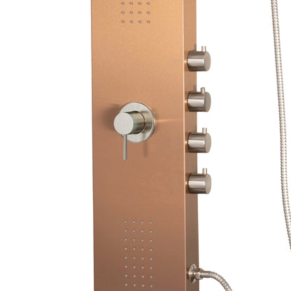 PULSE ShowerSpas Santa Cruz 62" Oversized Body Jets Shower Panel in Brushed Bronze Finish With Dual Function Shower Head and Hand Shower