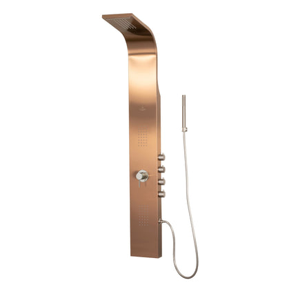 PULSE ShowerSpas Santa Cruz 62" Oversized Body Jets Shower Panel in Brushed Bronze Finish With Dual Function Shower Head and Hand Shower