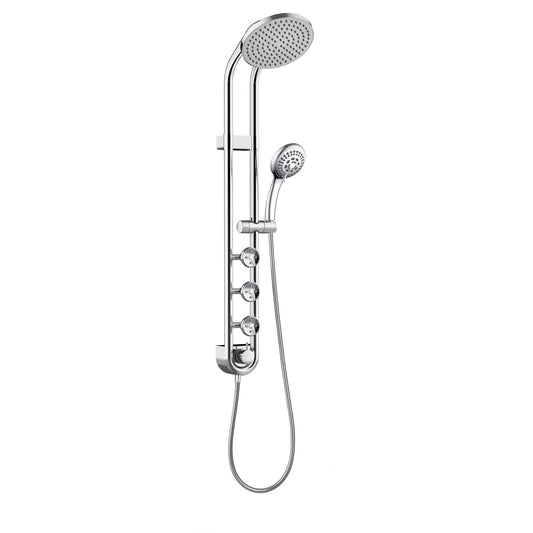 PULSE ShowerSpas Saturn 1.8 GPM Rain Shower System in Chrome Finish With 3 Power Spray Body Jets and 5-Function Hand Shower