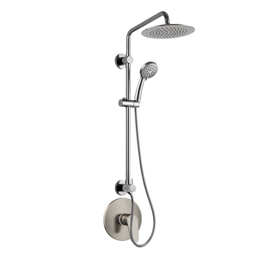 PULSE ShowerSpas SeaBreeze II 1.8 GPM Rain Shower System and Valve Combo in Brushed Nickel Finish With 3-Function Hand Shower