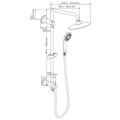 PULSE ShowerSpas SeaBreeze II 2.5 GPM Rain Shower System and Valve Combo in Chrome Finish With 3-Function Hand Shower