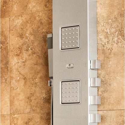 PULSE ShowerSpas Waimea 62" Rain And Waterfall Shower Panel 2.5 GPM in Matte Brushed Stainless Steel Finish With 3 Extra Large Body Jets and Single Function Hand Shower