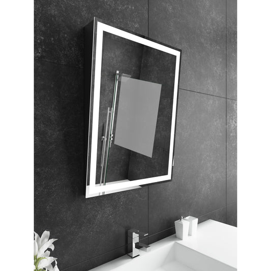 Paris Mirror Adira 24" x 32" Black Front-Lit Lighted Super Bright Dimmable Wall-Mounted 6000K LED Mirror With Tilted Top Frame