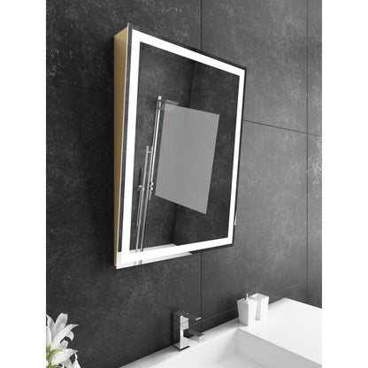 Paris Mirror Adira 24" x 32" Gold Front-Lit Lighted Super Bright Dimmable Wall-Mounted 3000K LED Mirror With Tilted Top Frame