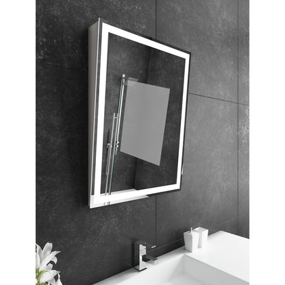Paris Mirror Adira 24" x 32" Silver Front-Lit Lighted Super Bright Dimmable Wall-Mounted 3000K LED Mirror With Tilted Top Frame