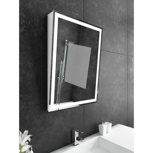 Paris Mirror Adira 24" x 32" White Front-Lit Lighted Super Bright Dimmable Wall-Mounted 3000K LED Mirror With Tilted Top Frame