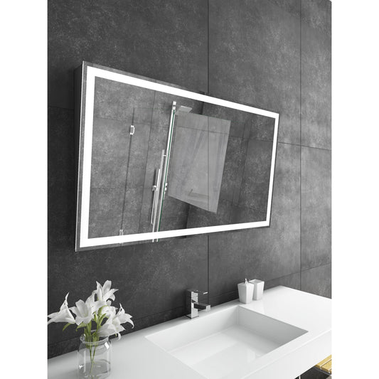 Paris Mirror Adira 48" x 28" Black Front-Lit Lighted Super Bright Dimmable Wall-Mounted 3000K LED Mirror With Tilted Top Frame