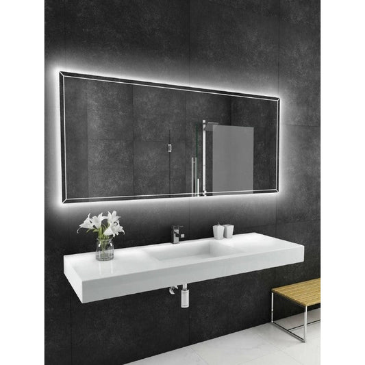 Paris Mirror Athena 70" x 32" Dual-Lighted Super Bright Dimmable Wall-Mounted 6000K LED Mirror With Beveled Acrylic Frosted Edges