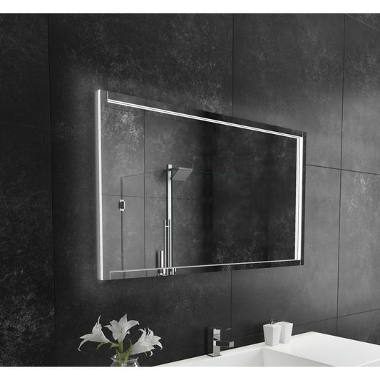 Paris Mirror Flore 48" x 28" Dual-Lighted Super Bright Dimmable Wall-Mounted 6000K LED Mirror With Embossed Glass 3D Design