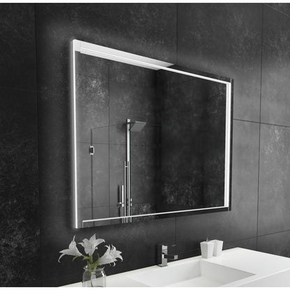 Paris Mirror Flore 48" x 36" Dual-Lighted Super Bright Dimmable Wall-Mounted 3000K LED Mirror With Embossed Glass 3D Design