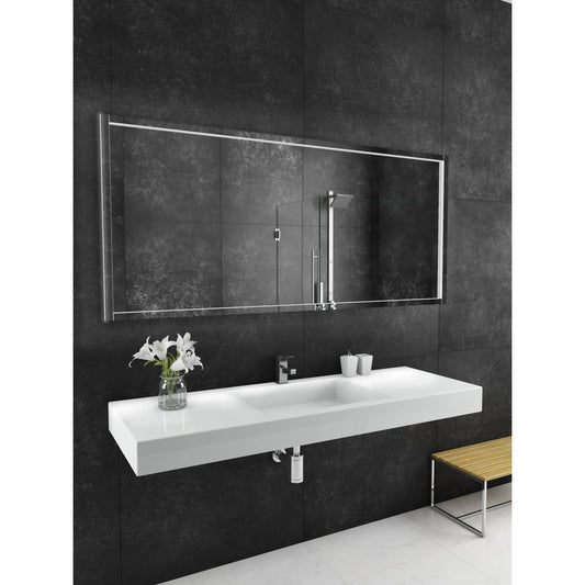 Paris Mirror Flore 70" x 32" Dual-Lighted Super Bright Dimmable Wall-Mounted 6000K LED Mirror With Embossed Glass 3D Design
