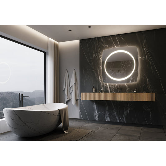 Paris Mirror Halo 40" x 40" Front-lit Illuminated Super Bright Dimmable Wall-Mounted 3000K LED Mirror With Angel Halo Design