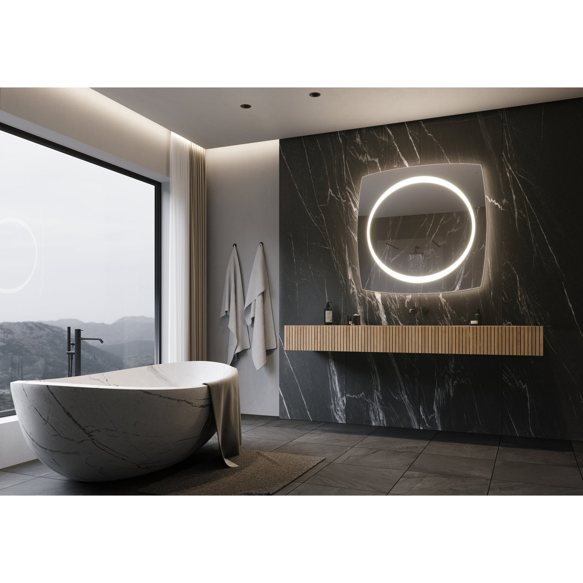 Paris Mirror Halo 40" x 40" Front-lit Illuminated Super Bright Dimmable Wall-Mounted 6000K LED Mirror With Angel Halo Design