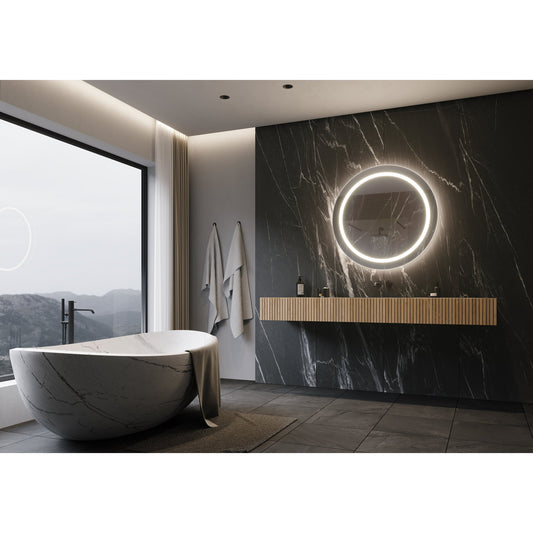 Paris Mirror Harmony Round 36" x 36" Front-Lit Illuminated Super Bright Dimmable Wall-Mounted 3000K LED Mirror With Polished Edges