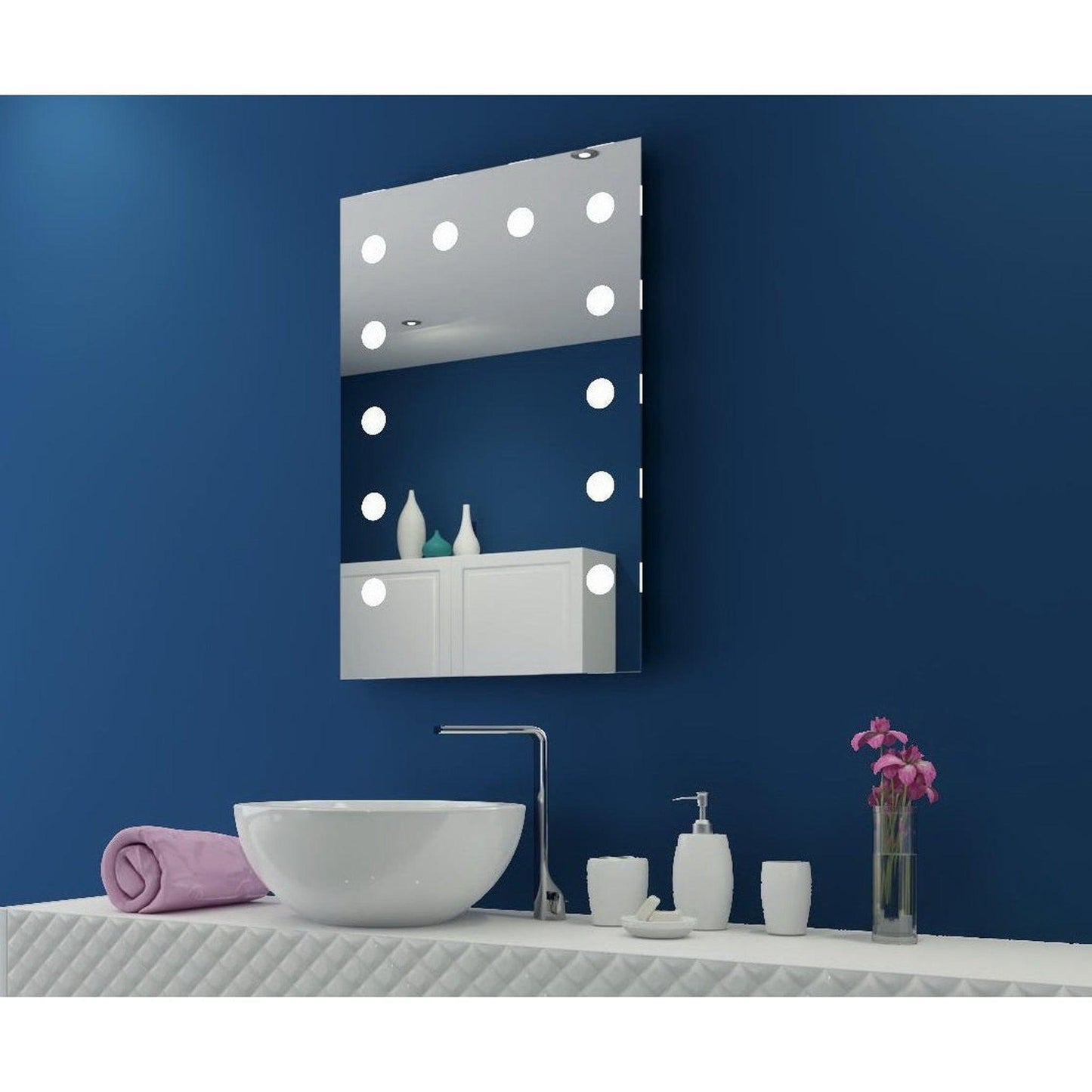 Paris Mirror Hollywood 24" x 36" Front-Lit Lighted Super Bright Dimmable Wall-Mounted 3000K LED Mirror