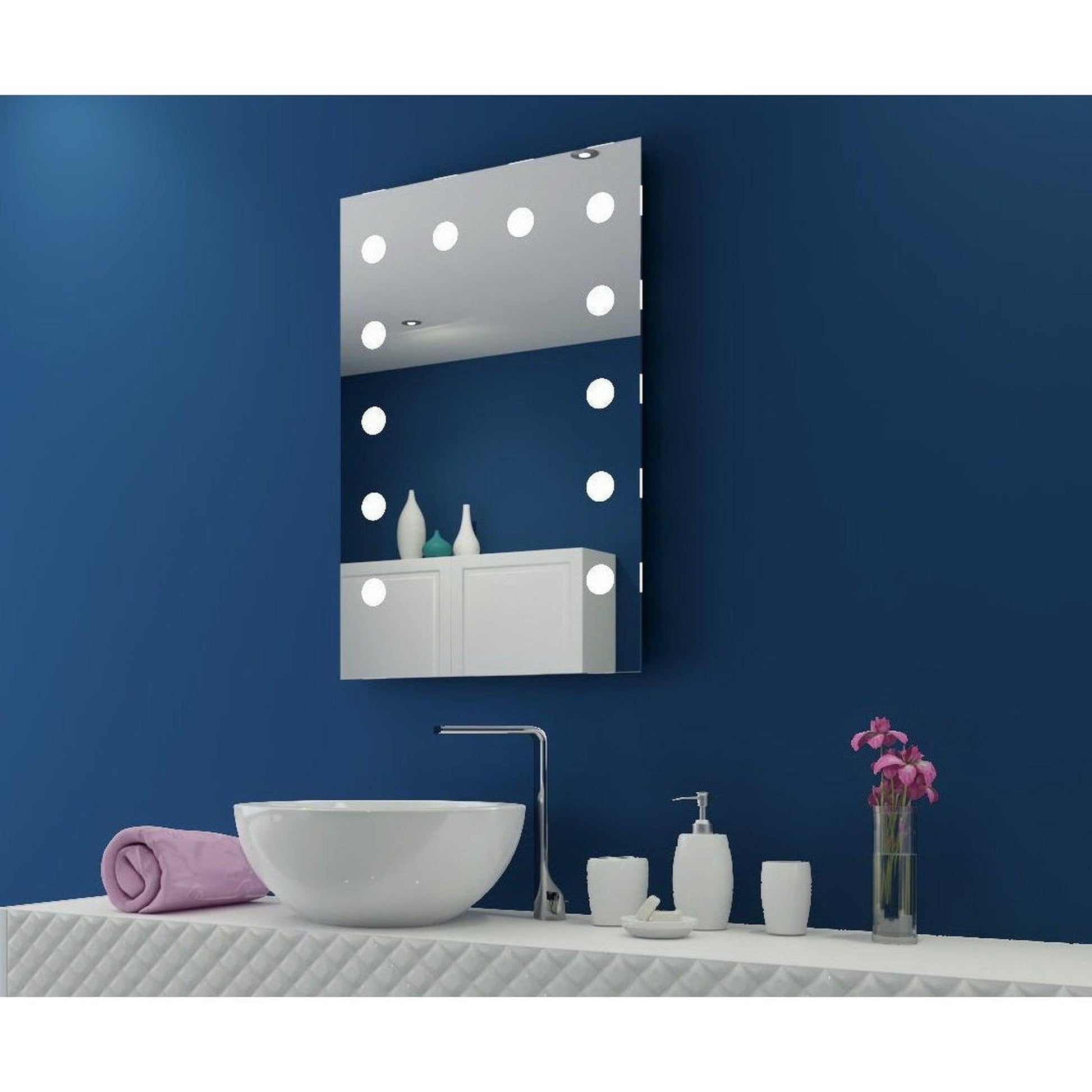 Paris Mirror Hollywood 24" x 36" Front-Lit Lighted Super Bright Dimmable Wall-Mounted 6000K LED Mirror