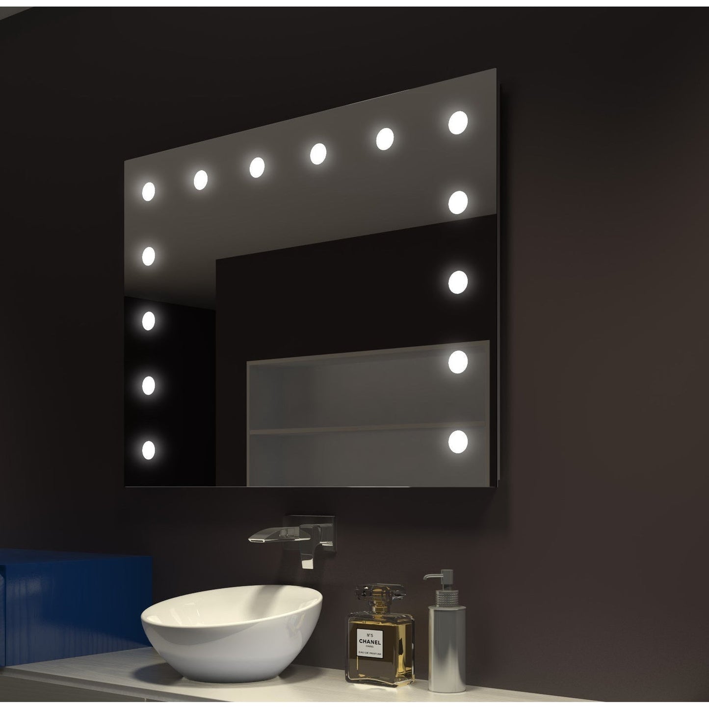 Paris Mirror Hollywood 48" x 36" Front-Lit Lighted Super Bright Dimmable Wall-Mounted 6000K LED Mirror