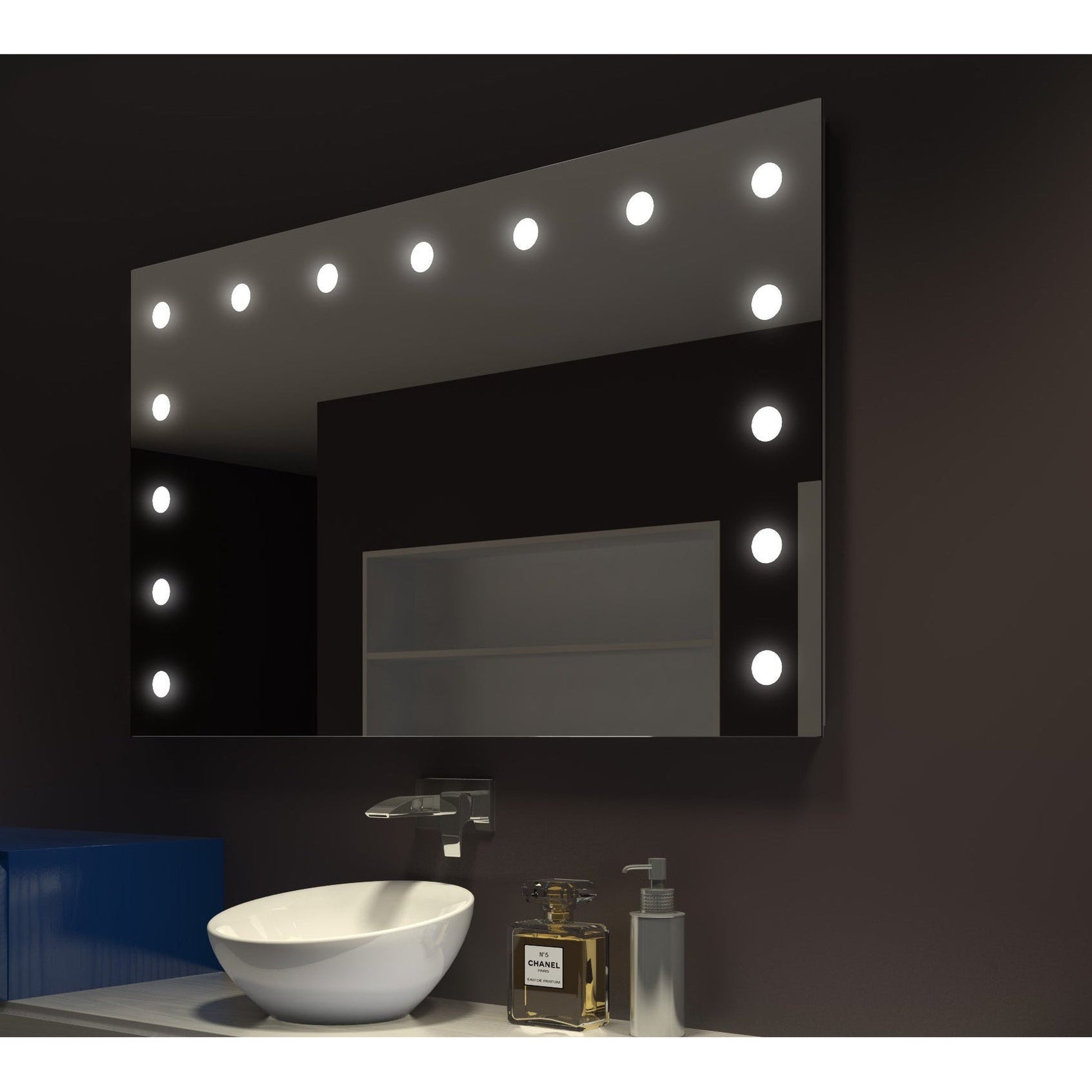 Paris Mirror Hollywood 60" x 36" Front-Lit Lighted Super Bright Dimmable Wall-Mounted 3000K LED Mirror