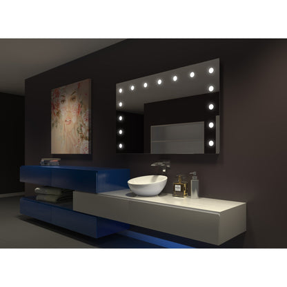 Paris Mirror Hollywood 60" x 36" Front-Lit Lighted Super Bright Dimmable Wall-Mounted 3000K LED Mirror