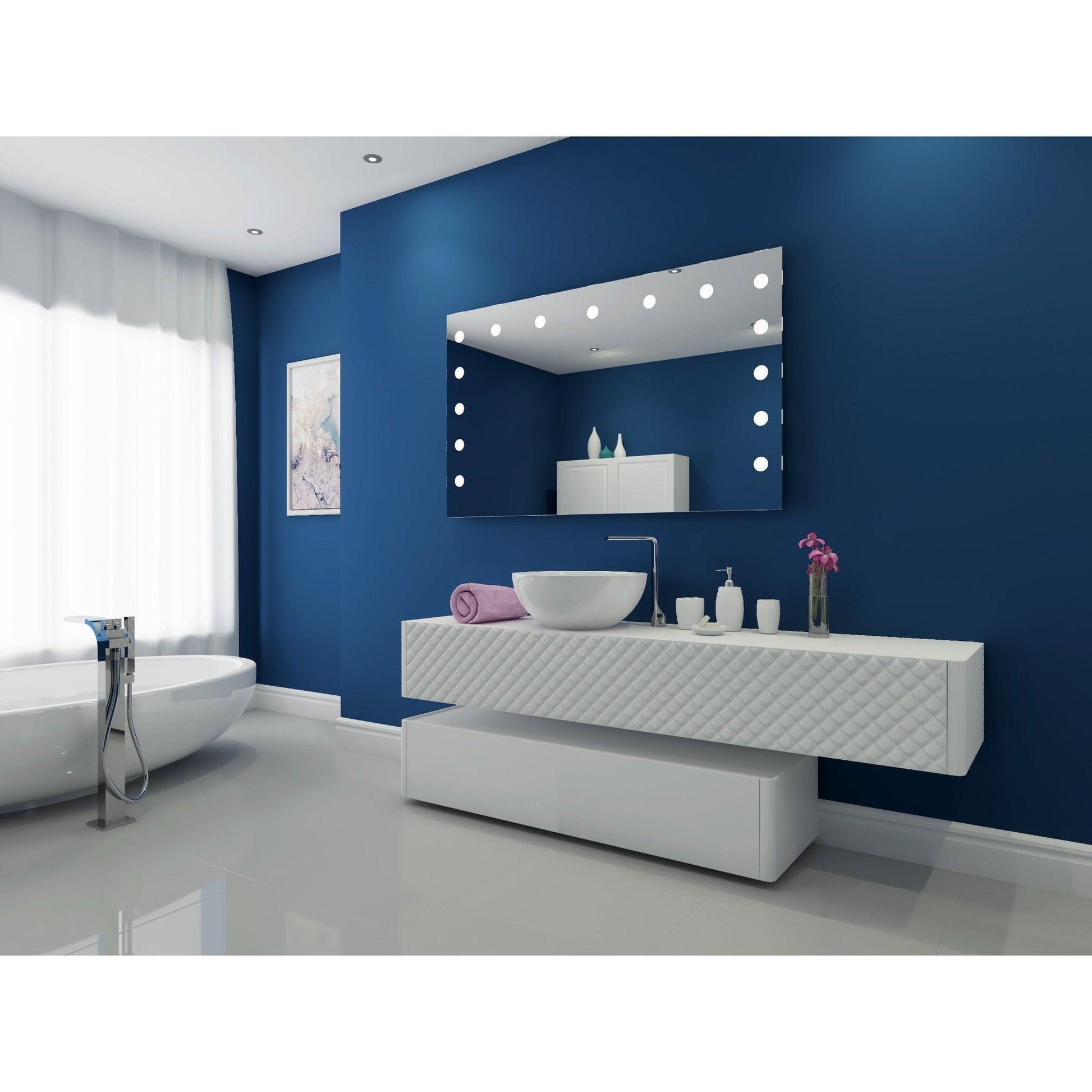 Paris Mirror Hollywood 60" x 36" Front-Lit Lighted Super Bright Dimmable Wall-Mounted 6000K LED Mirror