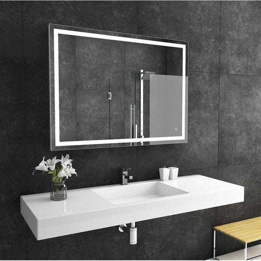 Paris Mirror Liberty 48" x 32" Front-Lit Lighted Super Bright Dimmable Wall-Mounted 6000K LED Mirror With Integrated Defogger System