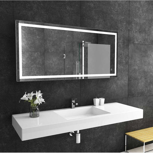 Paris Mirror Liberty 60" x 28" Front-Lit Lighted Super Bright Dimmable Wall-Mounted 6000K LED Mirror With Integrated Defogger System
