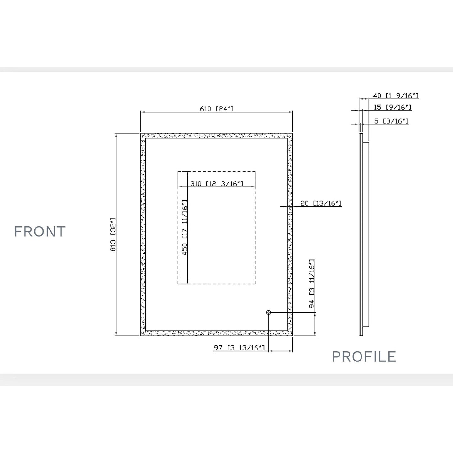 Paris Mirror Reflection 24" x 32" Rectangular Backlit Lighted Super Bright Dimmable Wall-Mounted 6000K LED Mirror With Frosted Edged Lighted Frame and Integrated Defogger System