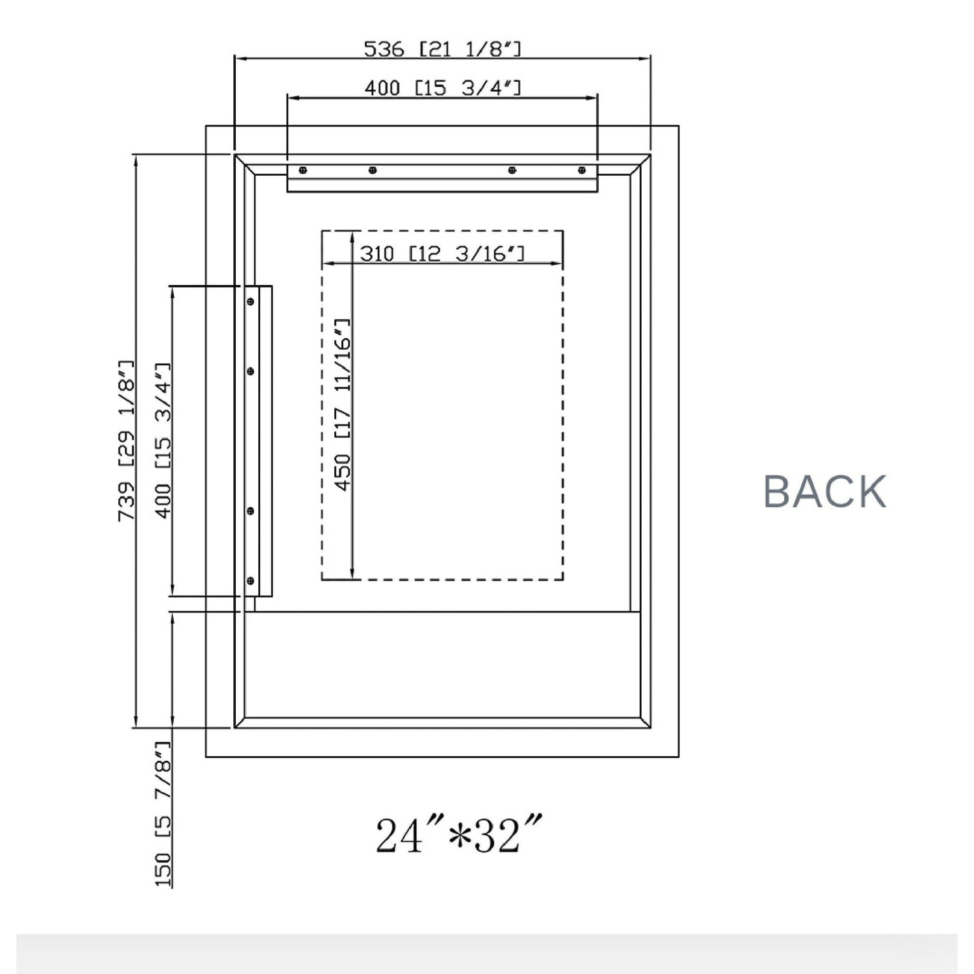 Paris Mirror Reflection 24" x 32" Rectangular Backlit Lighted Super Bright Dimmable Wall-Mounted 6000K LED Mirror With Frosted Edged Lighted Frame and Integrated Defogger System