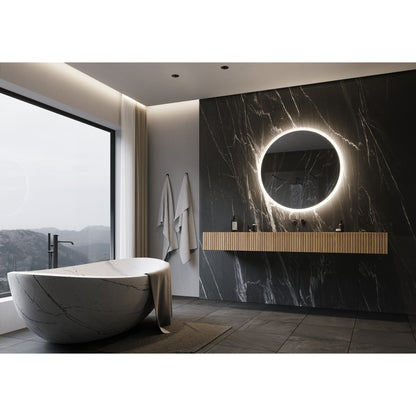 Paris Mirror Round 40" x 40" Dual-Lighted Illuminated Super Bright Dimmable Wall-Mounted 3000K LED Mirror With Acrylic Frosted Edges