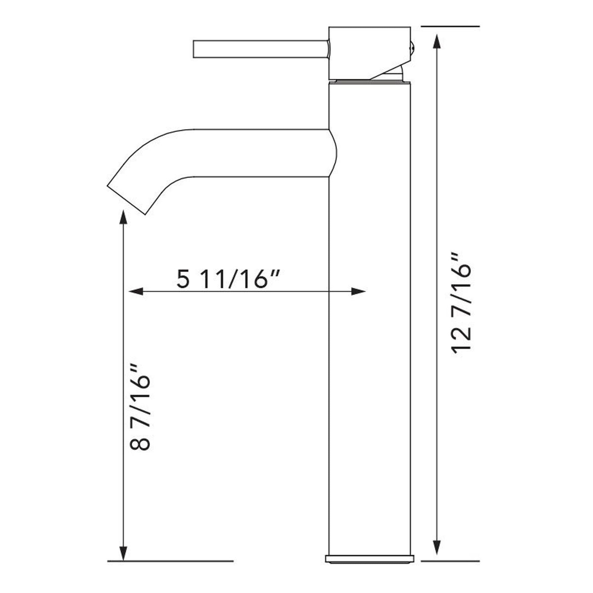 Pelican International Cascade Series PL-8114 Single Hole Vessel Faucet in Brushed Nickel Finish