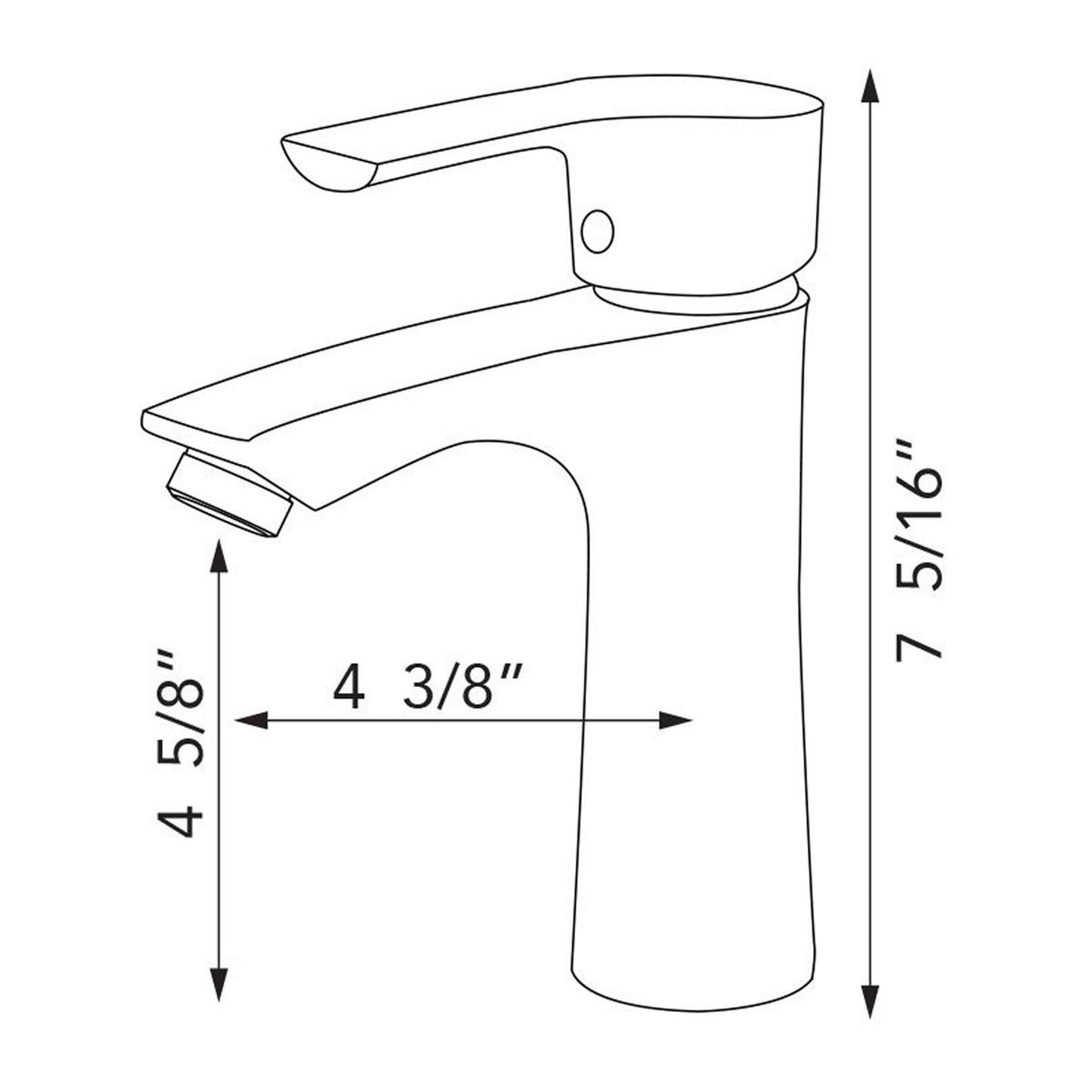 Pelican Int'l Cascade Series PL-8162 Single Hole Bathroom Faucet In Brushed Nickel Finish