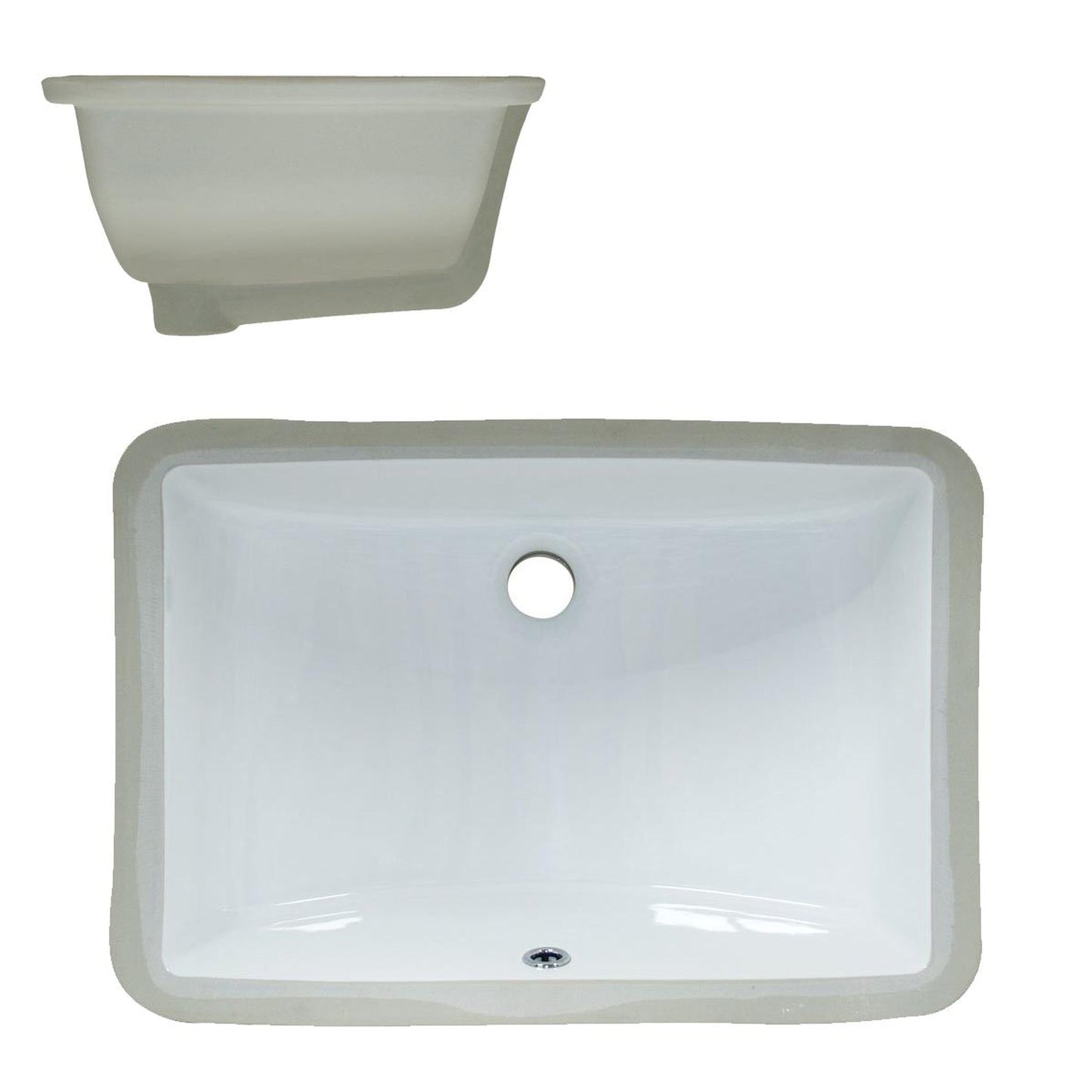Pelican Int'l Pearl Series PL-3044 18 1/4" x 12" Extra Deep Bone Porcelain Undermount Bathroom Sink