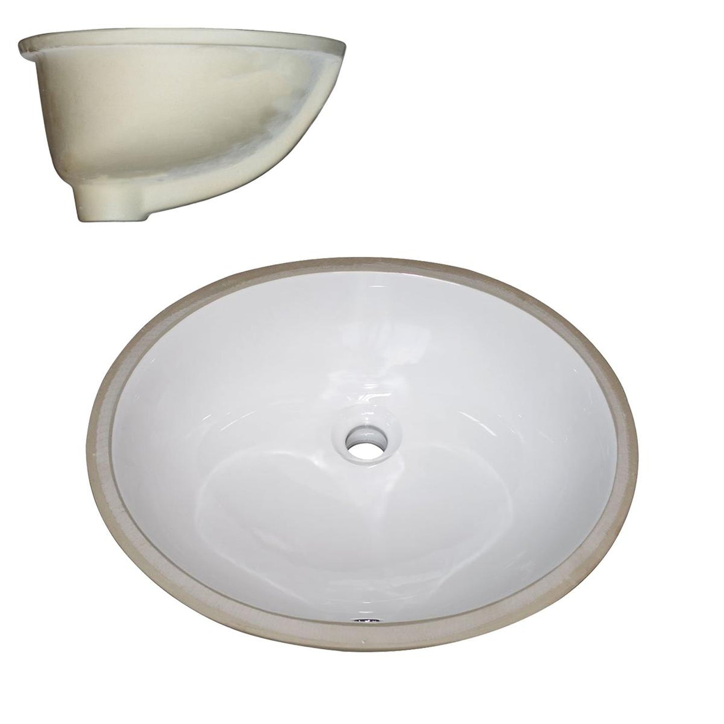 Pelican Int'l Pearl Series PL-3059 17 1/4" x 14" Bone Porcelain Undermount Bathroom Sink