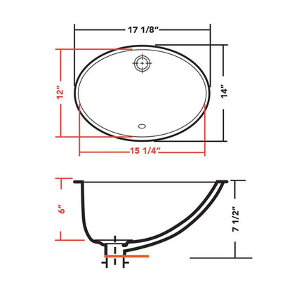 Pelican Int'l Pearl Series PL-3072 15 1/4" x 12" White Porcelain Undermount Bathroom Sink