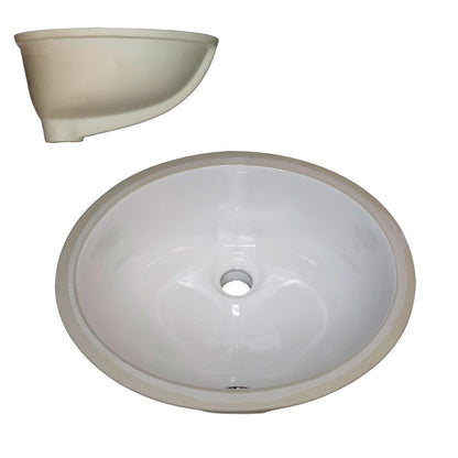 Pelican Int'l Pearl Series PL-3072 15 1/4" x 12" White Porcelain Undermount Bathroom Sink