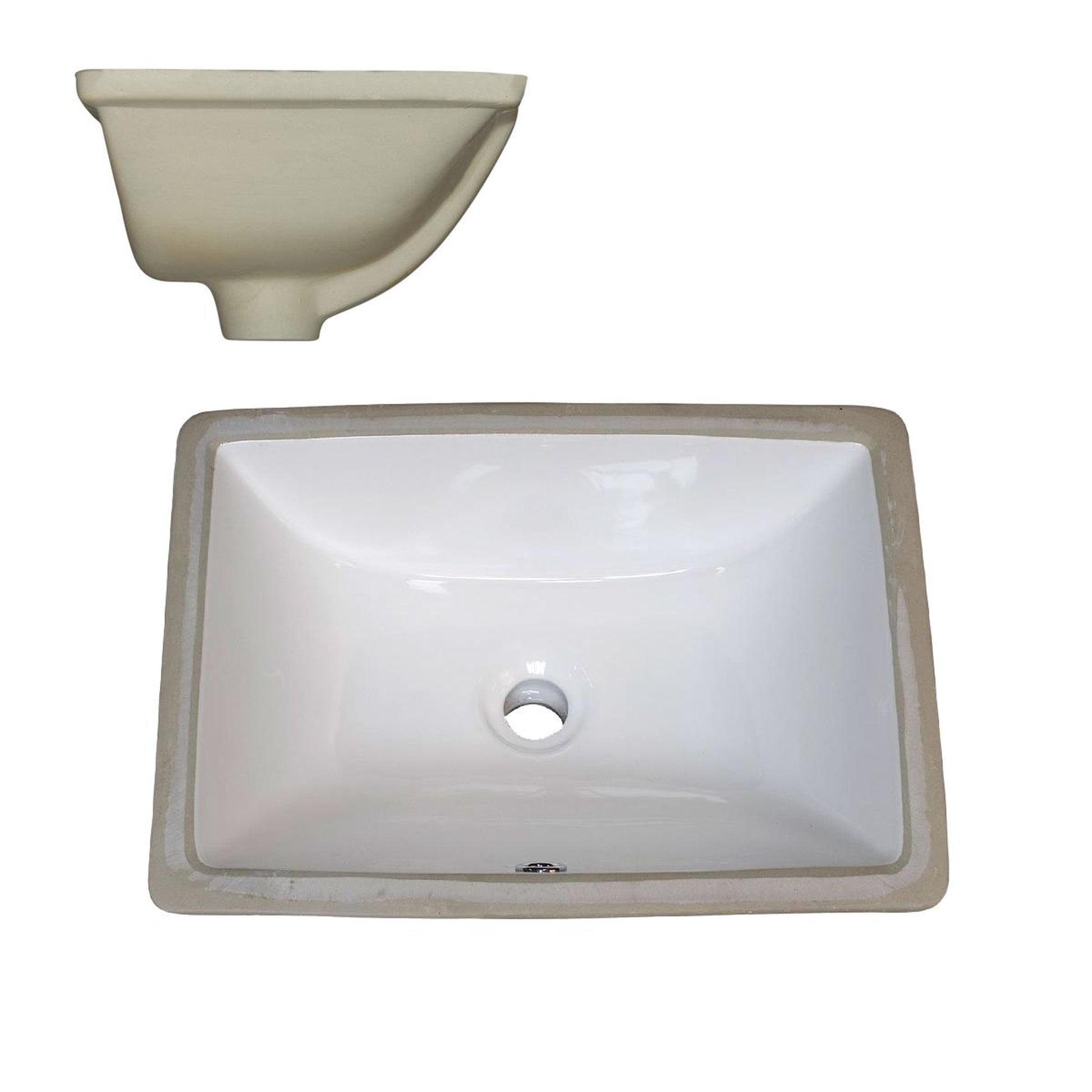 Pelican Int'l Pearl Series PL-3088 16" x 11" Bone Porcelain Undermount Bathroom Sink