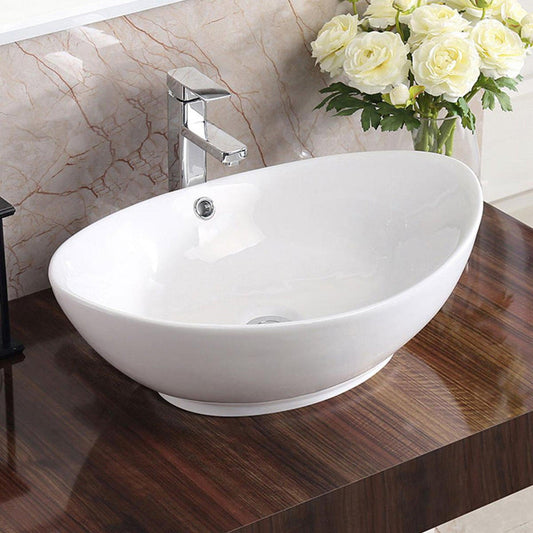 Pelican Int’l Shell Series PL-3002 22"x14" White Porcelain Vessel Bathroom Sink