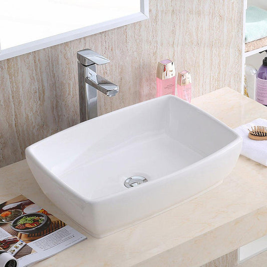 Pelican Int’l Shell Series PL-3081 18" x 13" White Porcelain Vessel Bathroom Sink