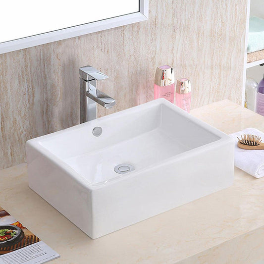 Pelican Int’l Shell Series PL-3082 20" x 14" White Porcelain Vessel Bathroom Sink