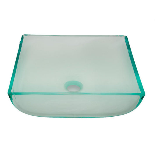 Pelican Int'l Vaso Series PL-697 Crystal Glass Square Vessel Bathroom Sink 15" x 15"