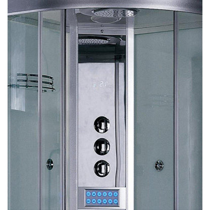 Platinum 35" x 35" x 87" One-Person Framed Round Walk-In Steam Shower With Dual Sliding Doors 10 Massage Jets & LED Chromatherapy Lighting
